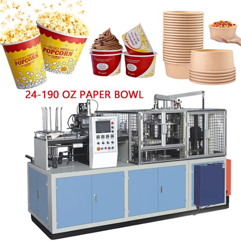 Kraft Paper Salad Soup Bowl Forming Machine with Robot Hand Collecting System Video